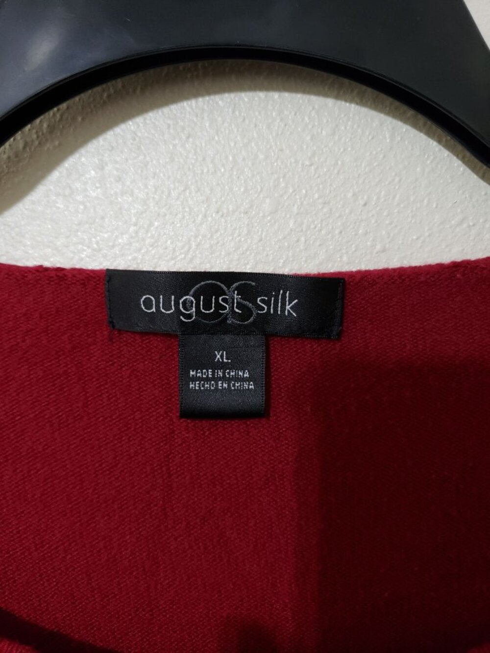 August Silk burgundy, long sleeve, lightweight,  fuzzy sweater, size XL - Picture 2 of 7